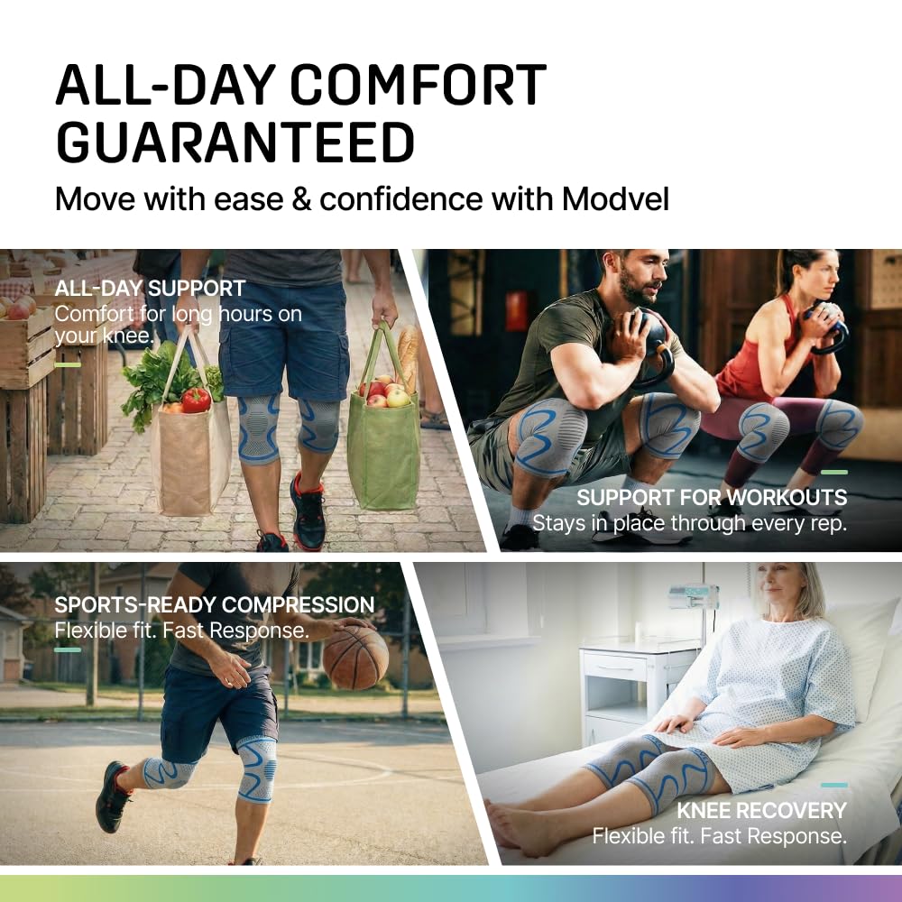 2 Pack Knee Brace for Women - Knee Support for Walking, Knee Compression Sleeves for Pain Relief, Knee Sleeves for Women, Knee Brace for Sports, Workouts & Arthritis
