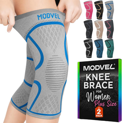 2 Pack Knee Brace for Women - Knee Support for Walking, Knee Compression Sleeves for Pain Relief, Knee Sleeves for Women, Knee Brace for Sports, Workouts & Arthritis