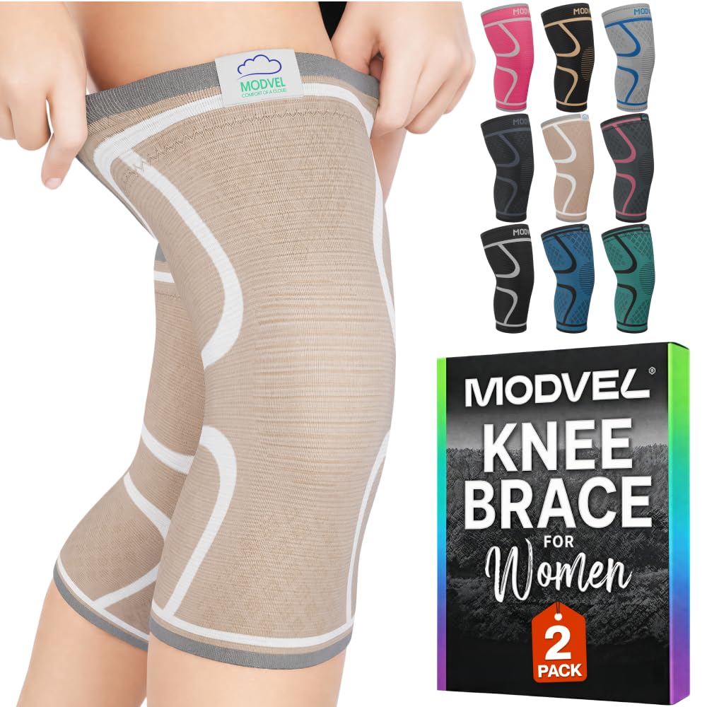 2 Pack Knee Brace for Women - Knee Support for Walking, Knee Compression Sleeves for Pain Relief, Knee Sleeves for Women, Knee Brace for Sports, Workouts & Arthritis