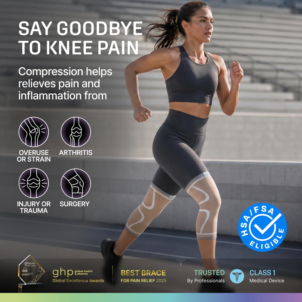 2 Pack Knee Brace for Women - Knee Support for Walking, Knee Compression Sleeves for Pain Relief, Knee Sleeves for Women, Knee Brace for Sports, Workouts & Arthritis