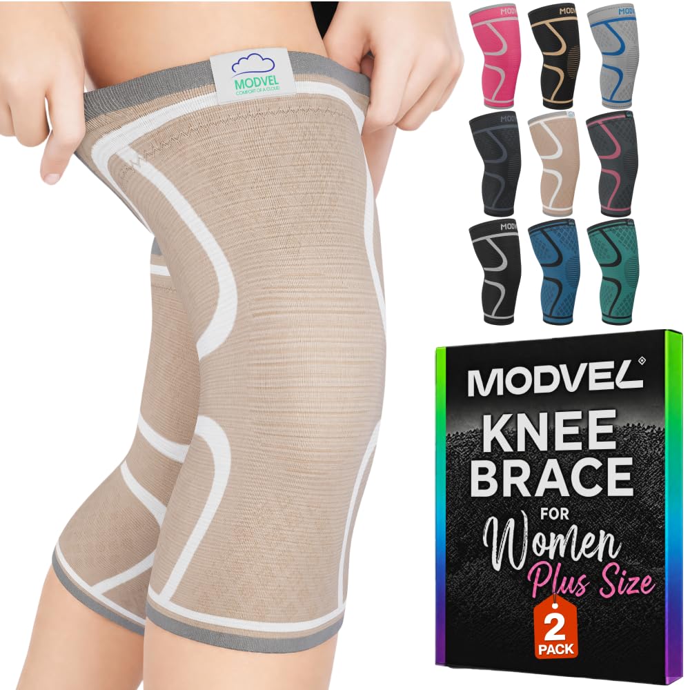 2 Pack Knee Brace for Women - Knee Support for Walking, Knee Compression Sleeves for Pain Relief, Knee Sleeves for Women, Knee Brace for Sports, Workouts & Arthritis