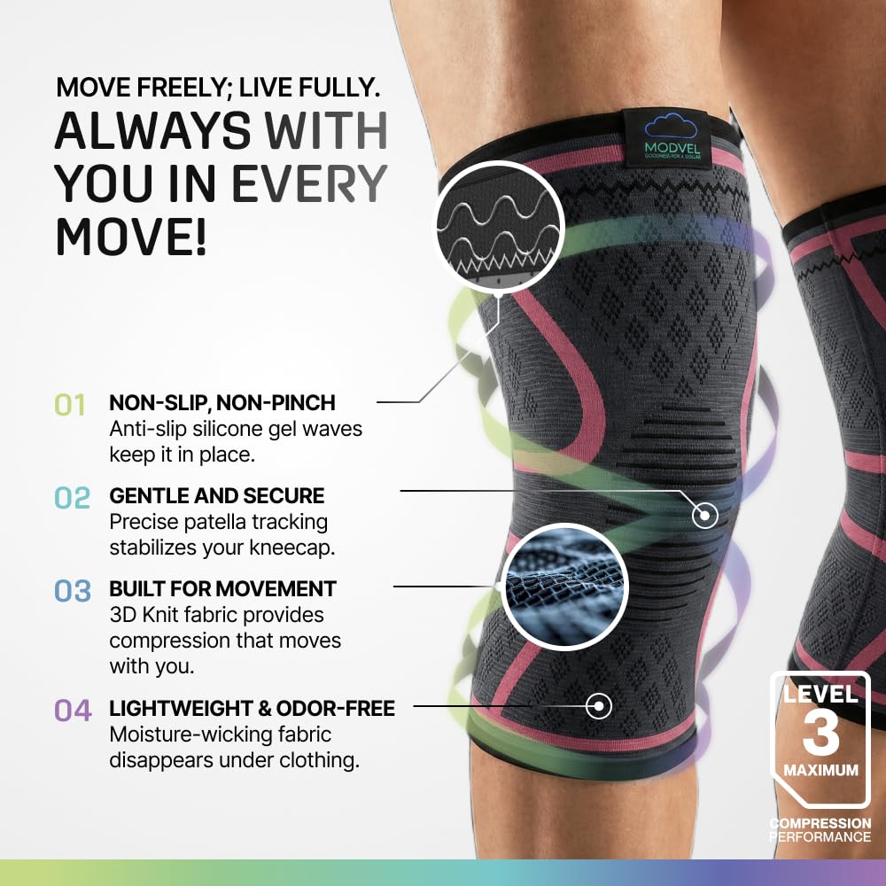 2 Pack Knee Brace for Women - Knee Support for Walking, Knee Compression Sleeves for Pain Relief, Knee Sleeves for Women, Knee Brace for Sports, Workouts & Arthritis