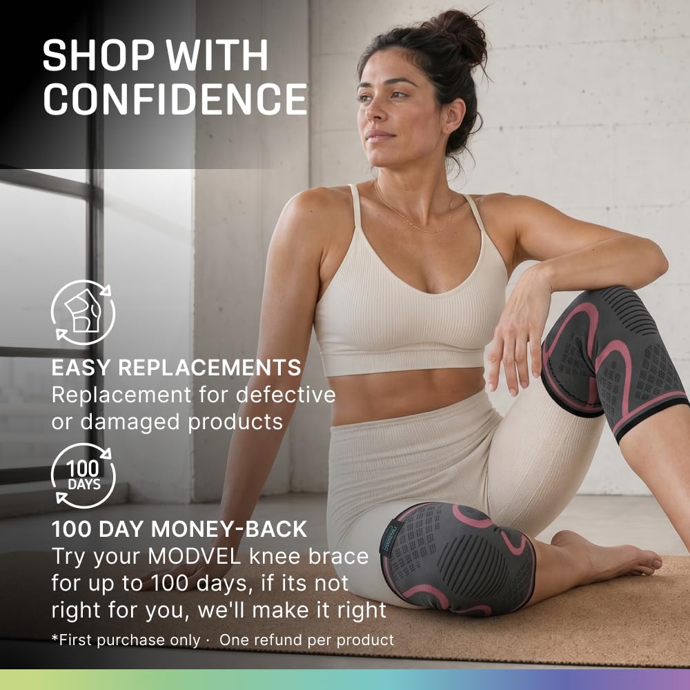 2 Pack Knee Brace for Women - Knee Support for Walking, Knee Compression Sleeves for Pain Relief, Knee Sleeves for Women, Knee Brace for Sports, Workouts & Arthritis