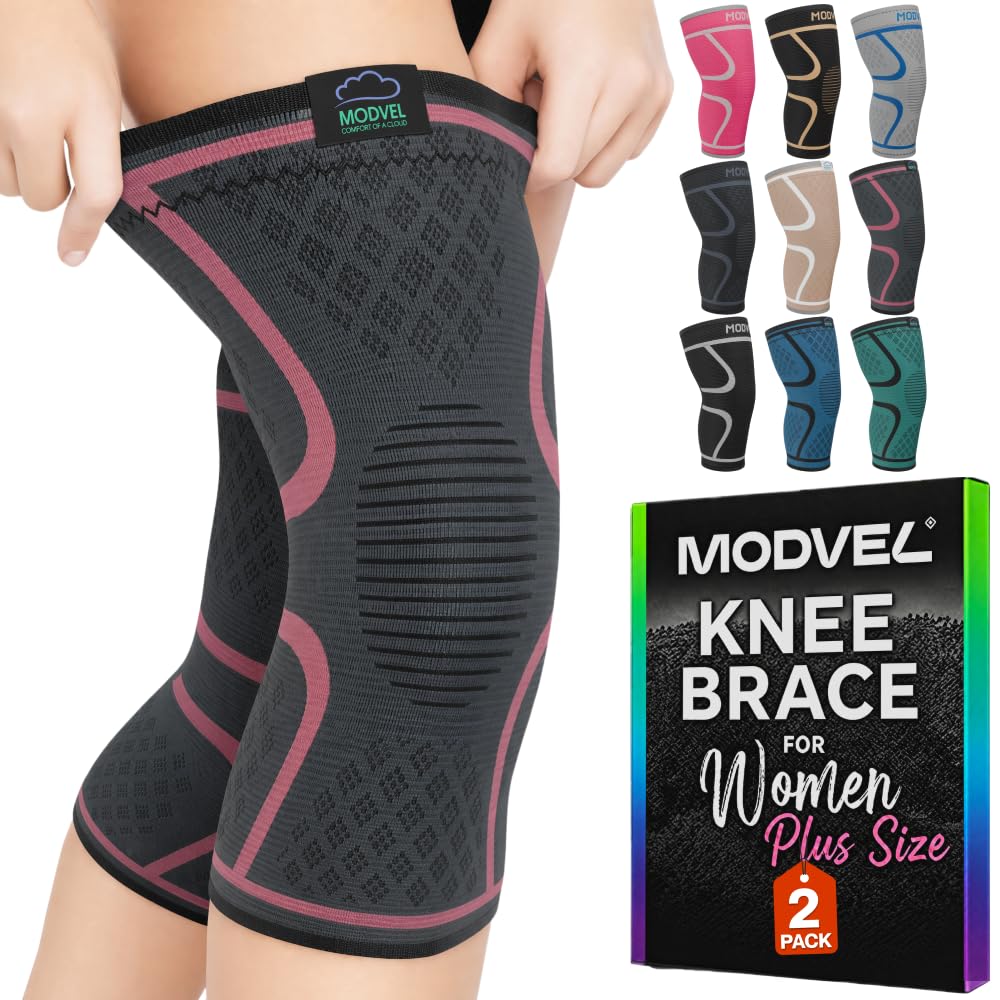 2 Pack Knee Brace for Women - Knee Support for Walking, Knee Compression Sleeves for Pain Relief, Knee Sleeves for Women, Knee Brace for Sports, Workouts & Arthritis