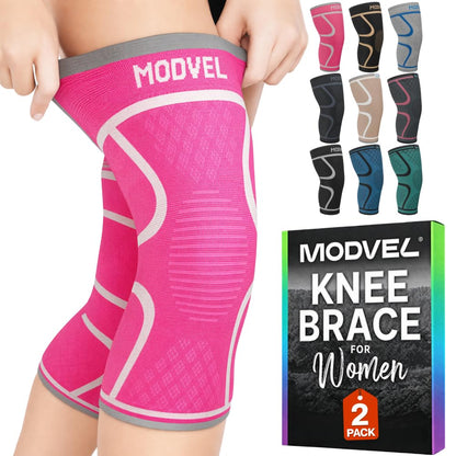 2 Pack Knee Brace for Women - Knee Support for Walking, Knee Compression Sleeves for Pain Relief, Knee Sleeves for Women, Knee Brace for Sports, Workouts & Arthritis