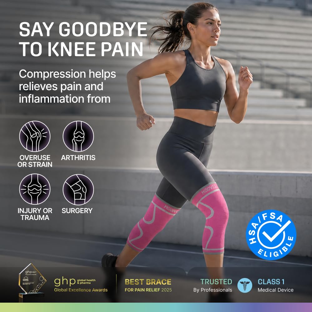2 Pack Knee Brace for Women - Knee Support for Walking, Knee Compression Sleeves for Pain Relief, Knee Sleeves for Women, Knee Brace for Sports, Workouts & Arthritis