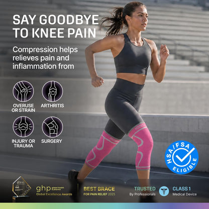 2 Pack Knee Brace for Women - Knee Support for Walking, Knee Compression Sleeves for Pain Relief, Knee Sleeves for Women, Knee Brace for Sports, Workouts & Arthritis