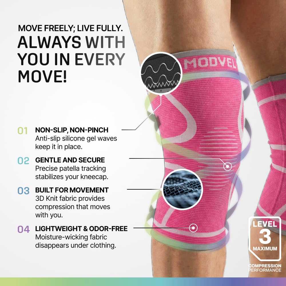 2 Pack Knee Brace for Women - Knee Support for Walking, Knee Compression Sleeves for Pain Relief, Knee Sleeves for Women, Knee Brace for Sports, Workouts & Arthritis