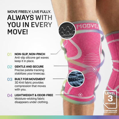2 Pack Knee Brace for Women - Knee Support for Walking, Knee Compression Sleeves for Pain Relief, Knee Sleeves for Women, Knee Brace for Sports, Workouts & Arthritis