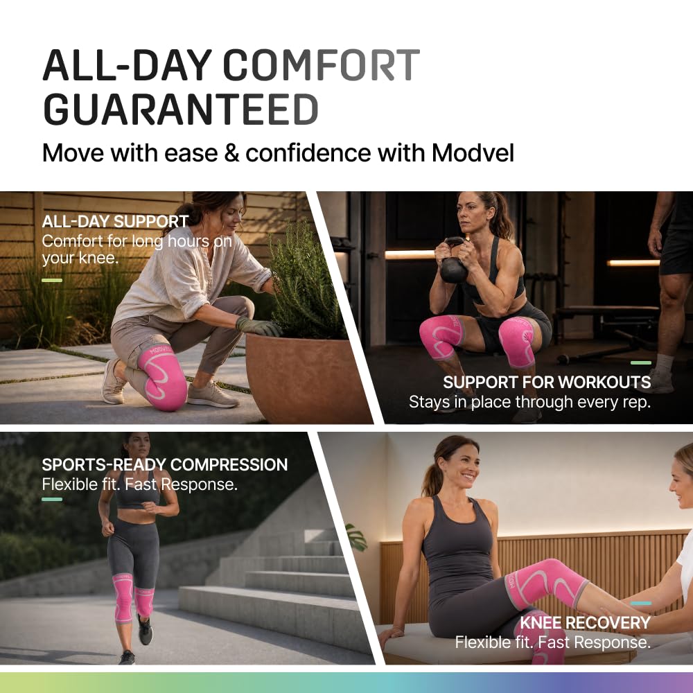 2 Pack Knee Brace for Women - Knee Support for Walking, Knee Compression Sleeves for Pain Relief, Knee Sleeves for Women, Knee Brace for Sports, Workouts & Arthritis