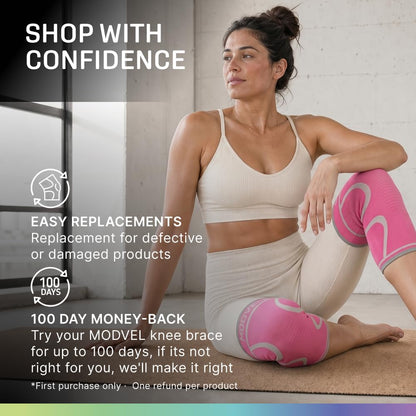 2 Pack Knee Brace for Women - Knee Support for Walking, Knee Compression Sleeves for Pain Relief, Knee Sleeves for Women, Knee Brace for Sports, Workouts & Arthritis