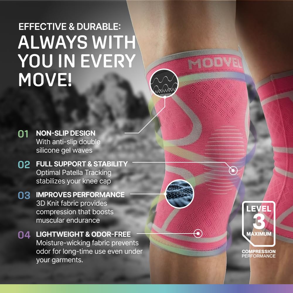 2 Pack Knee Brace for Women - Knee Support for Walking, Knee Compression Sleeves for Pain Relief, Knee Sleeves for Women, Knee Brace for Sports, Workouts & Arthritis