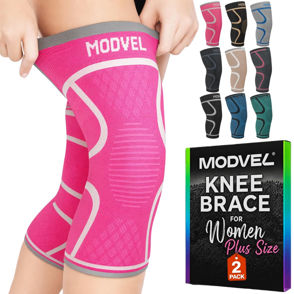 2 Pack Knee Brace for Women - Knee Support for Walking, Knee Compression Sleeves for Pain Relief, Knee Sleeves for Women, Knee Brace for Sports, Workouts & Arthritis