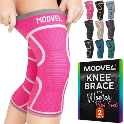 2 Pack Knee Brace for Women - Knee Support for Walking, Knee Compression Sleeves for Pain Relief, Knee Sleeves for Women, Knee Brace for Sports, Workouts & Arthritis