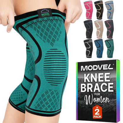 2 Pack Knee Brace for Women - Knee Support for Walking, Knee Compression Sleeves for Pain Relief, Knee Sleeves for Women, Knee Brace for Sports, Workouts & Arthritis