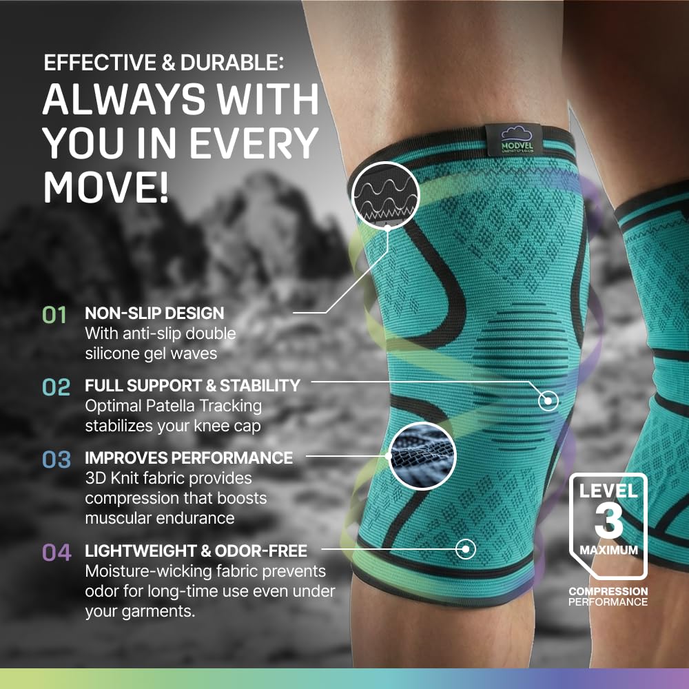 2 Pack Knee Brace for Women - Knee Support for Walking, Knee Compression Sleeves for Pain Relief, Knee Sleeves for Women, Knee Brace for Sports, Workouts & Arthritis