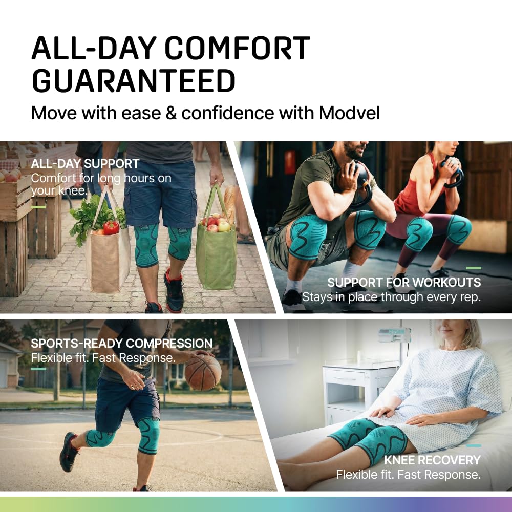 2 Pack Knee Brace for Women - Knee Support for Walking, Knee Compression Sleeves for Pain Relief, Knee Sleeves for Women, Knee Brace for Sports, Workouts & Arthritis