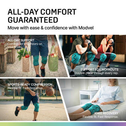2 Pack Knee Brace for Women - Knee Support for Walking, Knee Compression Sleeves for Pain Relief, Knee Sleeves for Women, Knee Brace for Sports, Workouts & Arthritis