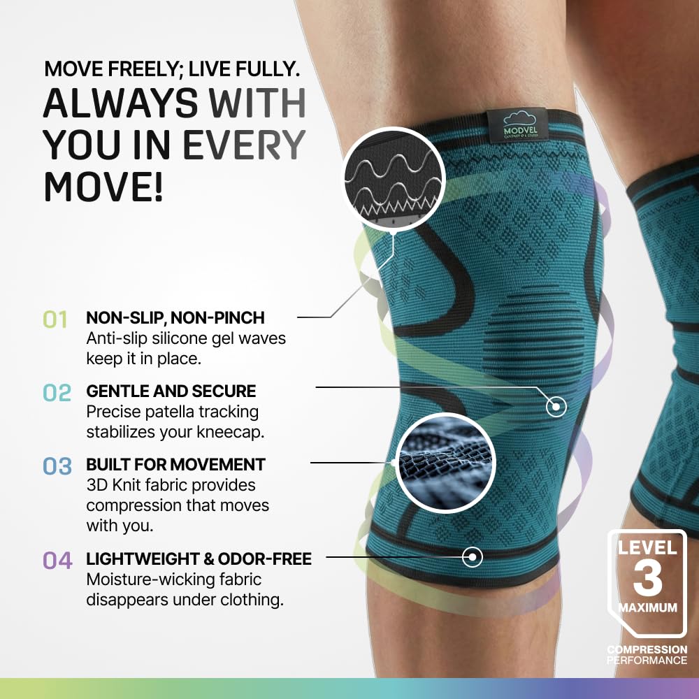 2 Pack Knee Brace for Women - Knee Support for Walking, Knee Compression Sleeves for Pain Relief, Knee Sleeves for Women, Knee Brace for Sports, Workouts & Arthritis