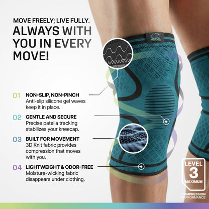 2 Pack Knee Brace for Women - Knee Support for Walking, Knee Compression Sleeves for Pain Relief, Knee Sleeves for Women, Knee Brace for Sports, Workouts & Arthritis