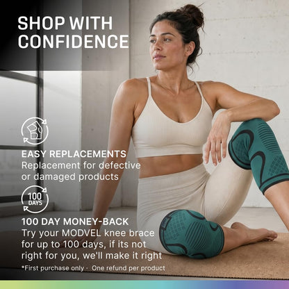 2 Pack Knee Brace for Women - Knee Support for Walking, Knee Compression Sleeves for Pain Relief, Knee Sleeves for Women, Knee Brace for Sports, Workouts & Arthritis