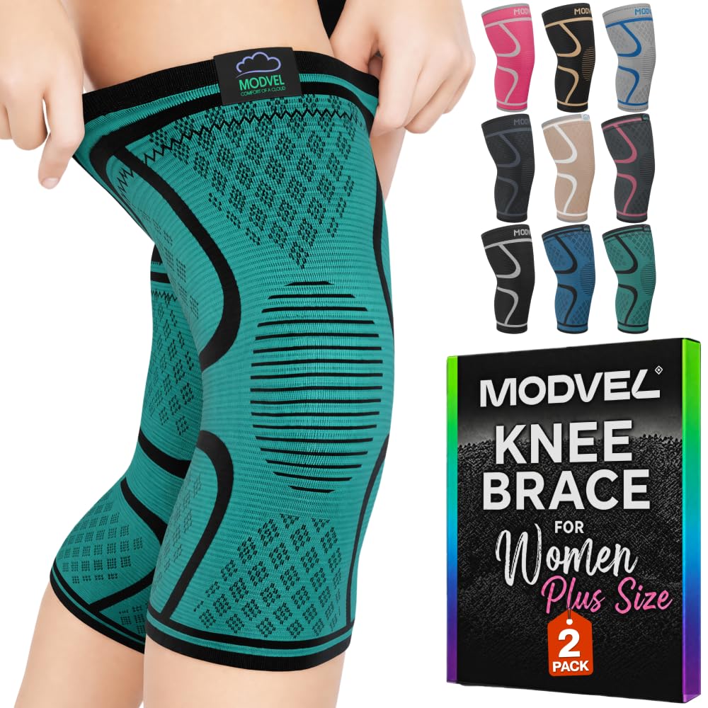 2 Pack Knee Brace for Women - Knee Support for Walking, Knee Compression Sleeves for Pain Relief, Knee Sleeves for Women, Knee Brace for Sports, Workouts & Arthritis