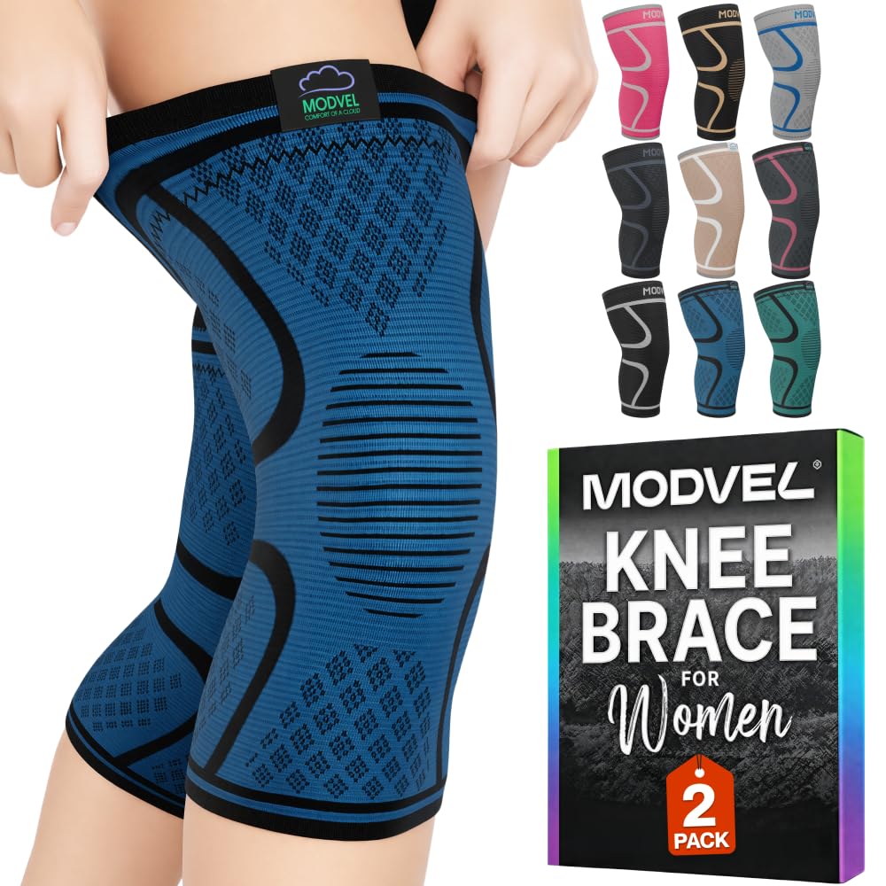 2 Pack Knee Brace for Women - Knee Support for Walking, Knee Compression Sleeves for Pain Relief, Knee Sleeves for Women, Knee Brace for Sports, Workouts & Arthritis