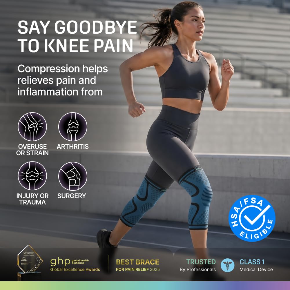 2 Pack Knee Brace for Women - Knee Support for Walking, Knee Compression Sleeves for Pain Relief, Knee Sleeves for Women, Knee Brace for Sports, Workouts & Arthritis