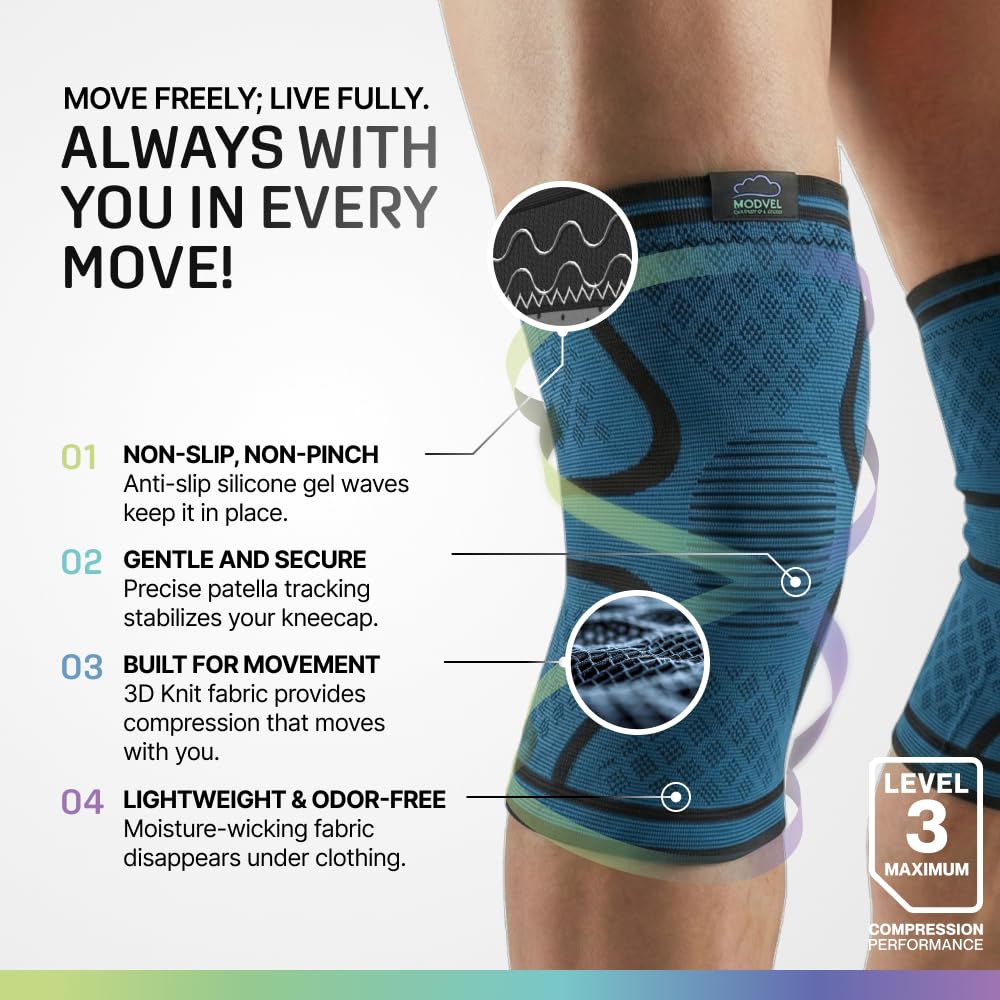 2 Pack Knee Brace for Women - Knee Support for Walking, Knee Compression Sleeves for Pain Relief, Knee Sleeves for Women, Knee Brace for Sports, Workouts & Arthritis