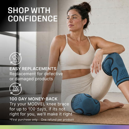 2 Pack Knee Brace for Women - Knee Support for Walking, Knee Compression Sleeves for Pain Relief, Knee Sleeves for Women, Knee Brace for Sports, Workouts & Arthritis