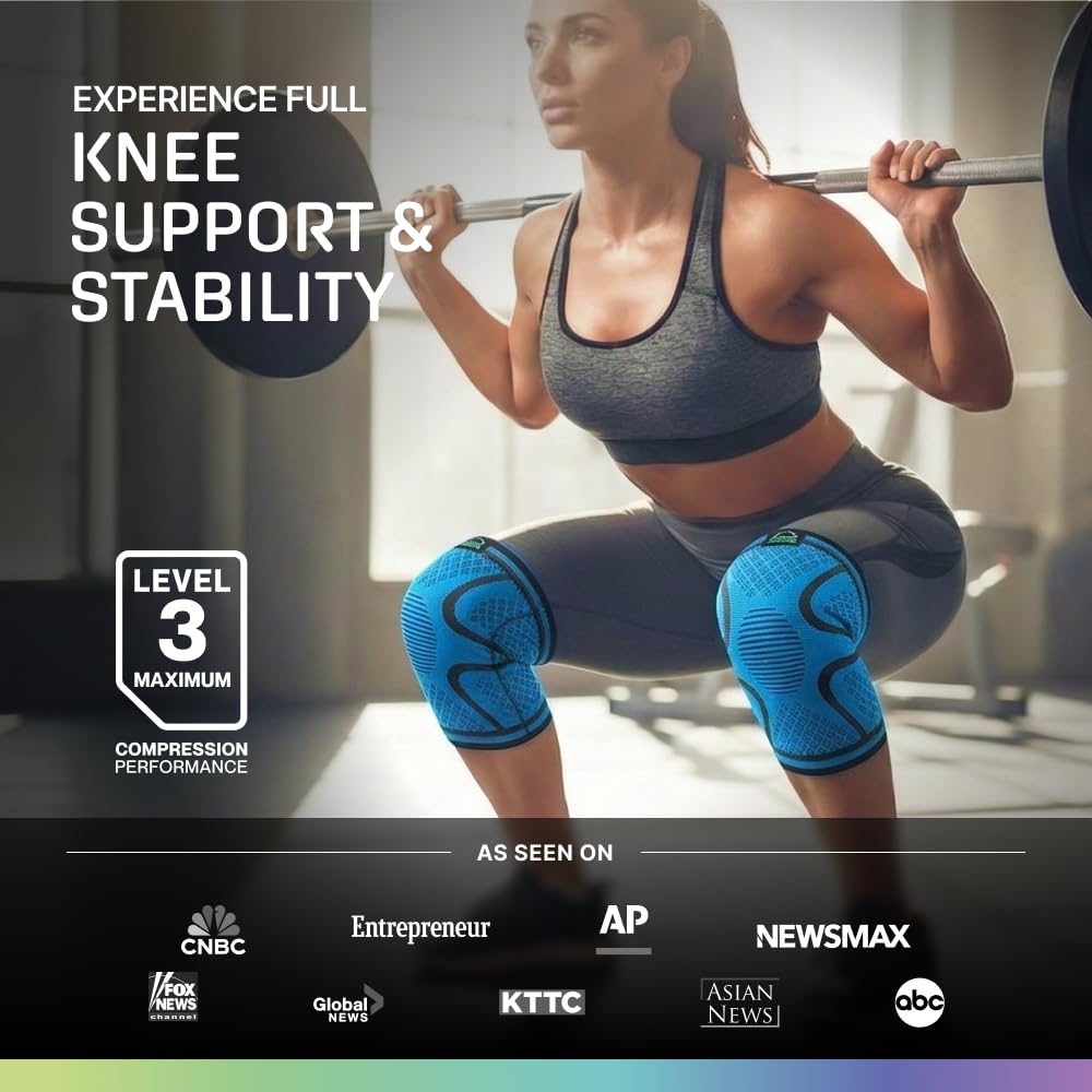 2 Pack Knee Brace for Women - Knee Support for Walking, Knee Compression Sleeves for Pain Relief, Knee Sleeves for Women, Knee Brace for Sports, Workouts & Arthritis