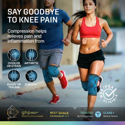 2 Pack Knee Brace for Women - Knee Support for Walking, Knee Compression Sleeves for Pain Relief, Knee Sleeves for Women, Knee Brace for Sports, Workouts & Arthritis