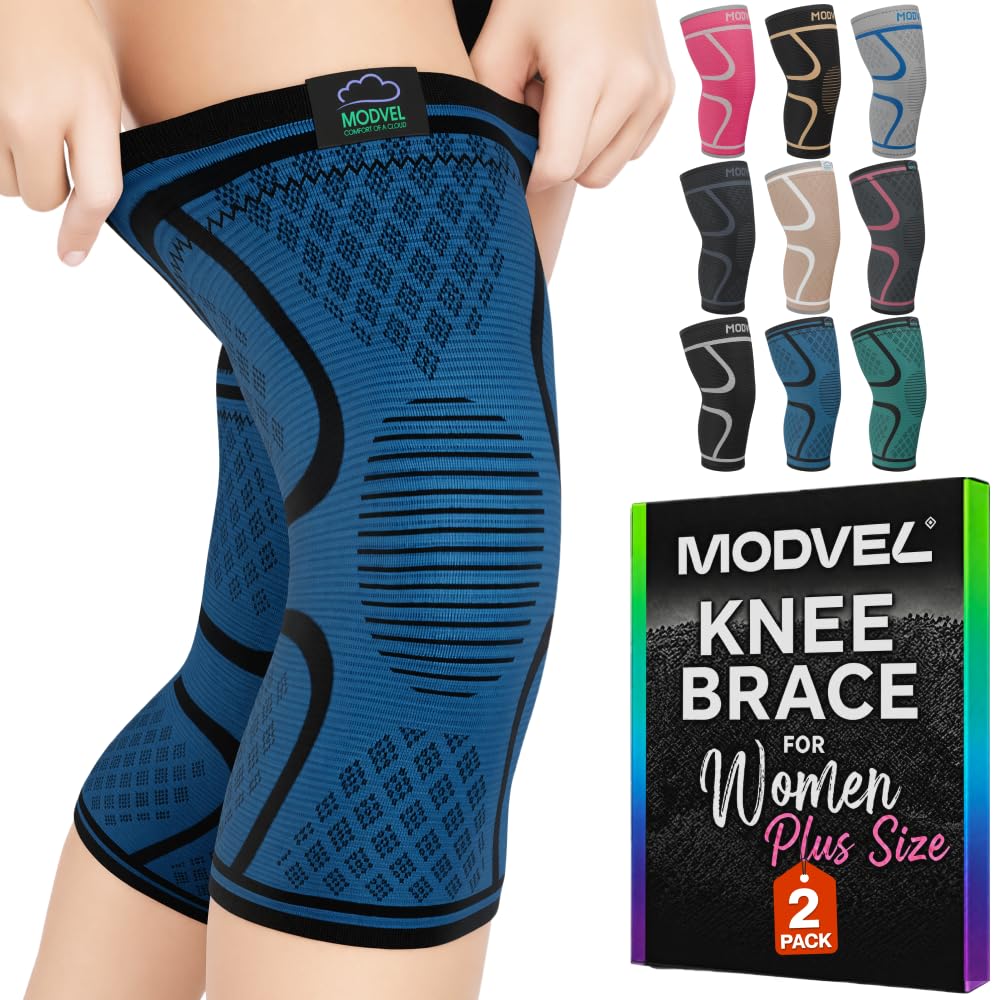 2 Pack Knee Brace for Women - Knee Support for Walking, Knee Compression Sleeves for Pain Relief, Knee Sleeves for Women, Knee Brace for Sports, Workouts & Arthritis