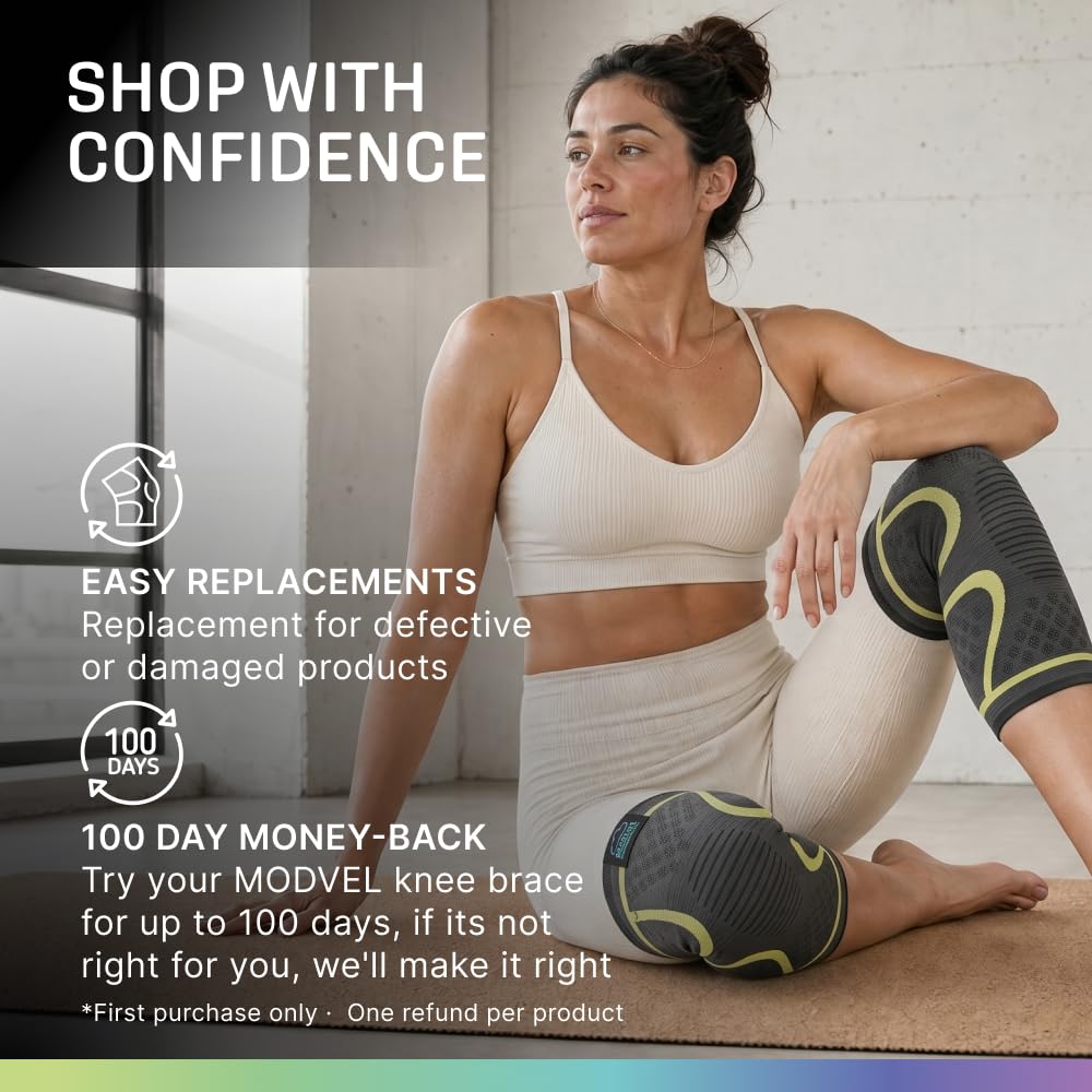 2 Pack Knee Brace for Women - Knee Support for Walking, Knee Compression Sleeves for Pain Relief, Knee Sleeves for Women, Knee Brace for Sports, Workouts & Arthritis