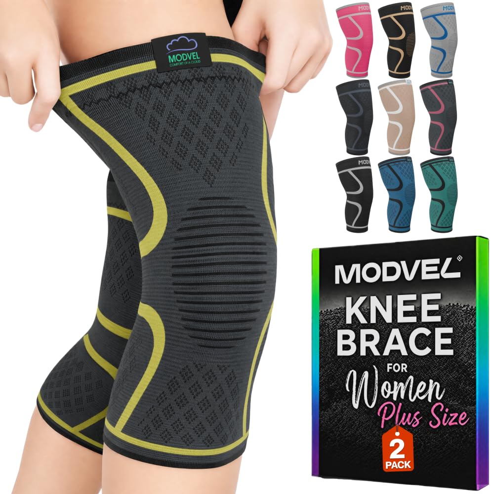 2 Pack Knee Brace for Women - Knee Support for Walking, Knee Compression Sleeves for Pain Relief, Knee Sleeves for Women, Knee Brace for Sports, Workouts & Arthritis