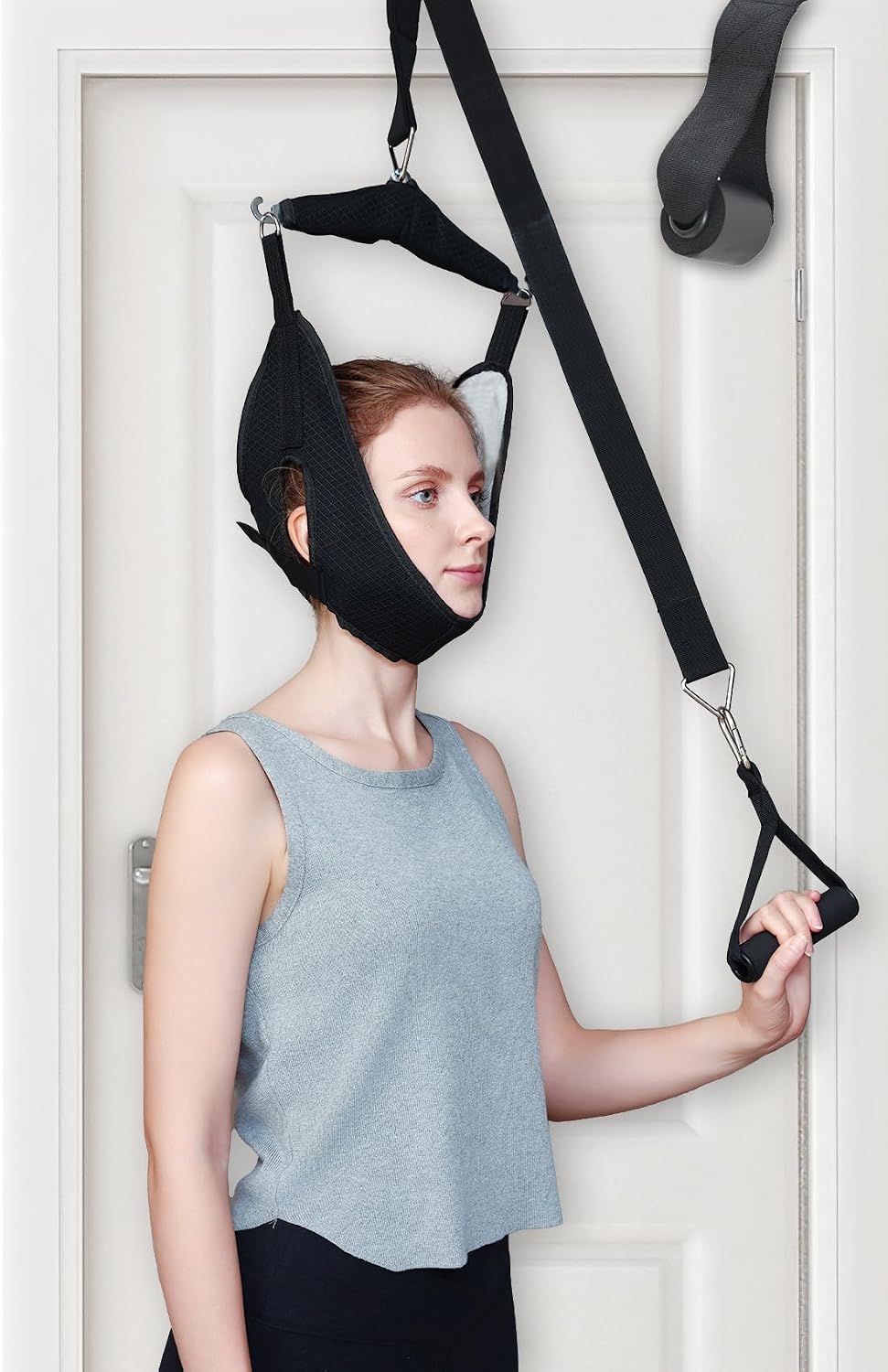 Cervical Neck Traction Device Over the Door - Hanging Neck Stretcher for Cervical Spine Decompression and Pain Relief - Home Use Neck Sling to Relieve Tension & Stiffness