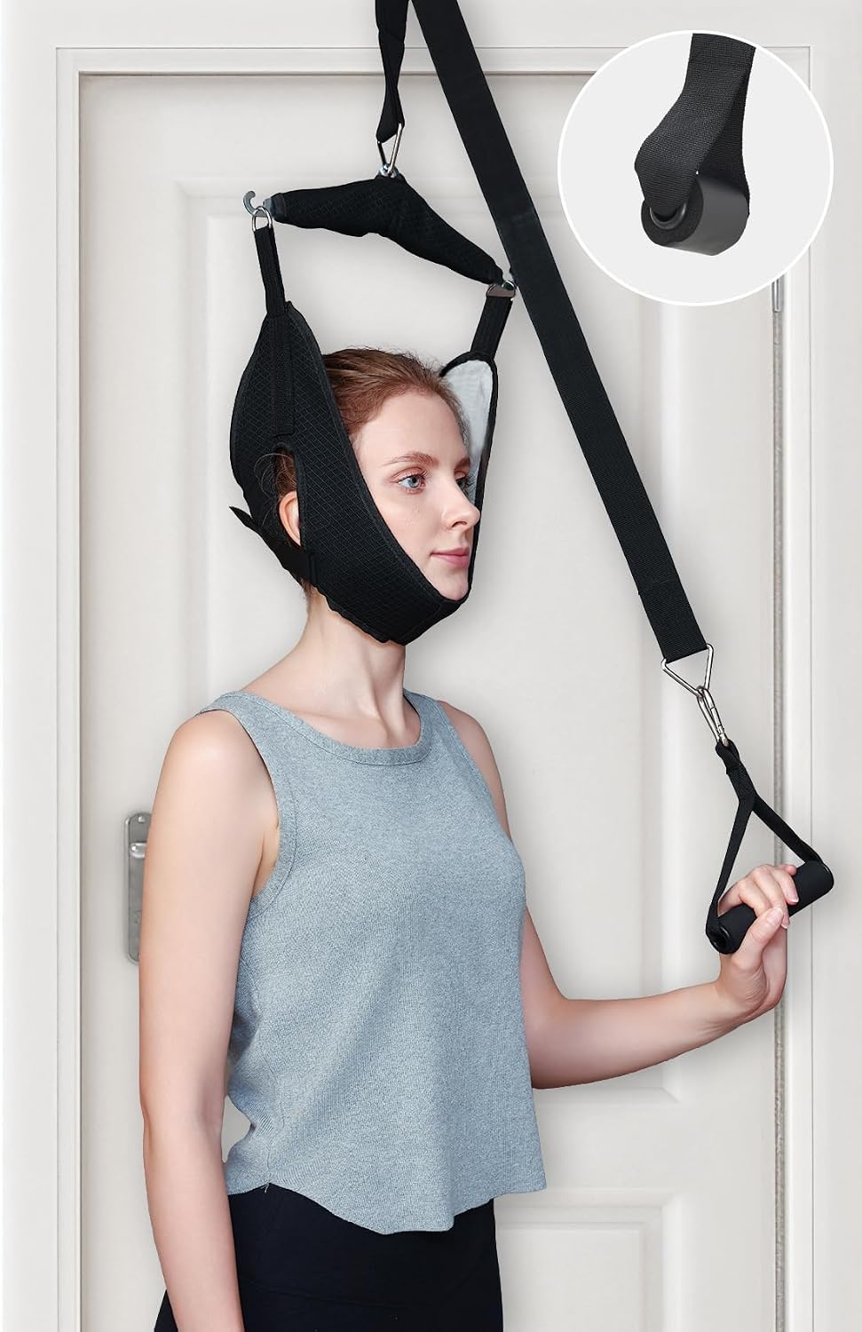 Cervical Neck Traction Device Over the Door - Hanging Neck Stretcher for Cervical Spine Decompression and Pain Relief - Home Use Neck Sling to Relieve Tension & Stiffness