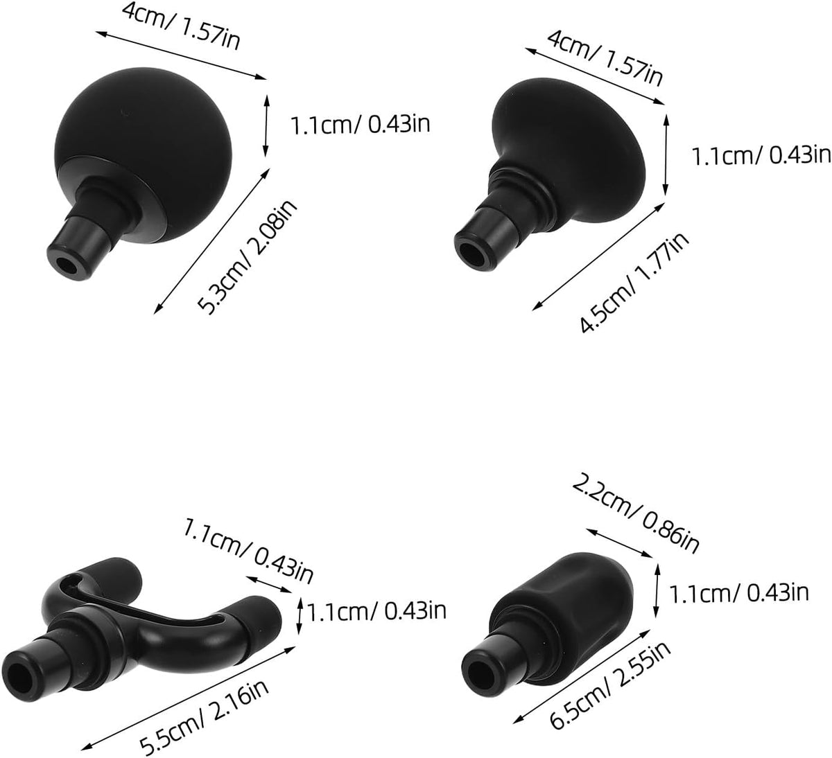 4Pcs Deep Tissue Massager Gun Head: 12-13mm Massager Tip Attachment Head Replacement, Ideal for Athletes, Muscle Relaxation and Gym Sessions, Compact Design
