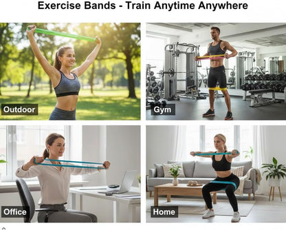 Resistance Bands for Working Out Set of 5 with Carry Bag, Resistance Loop Exercise Bands for Strength Training, Physical Therapy & Pilates, Home Gym Workout Equipment for Men & Women