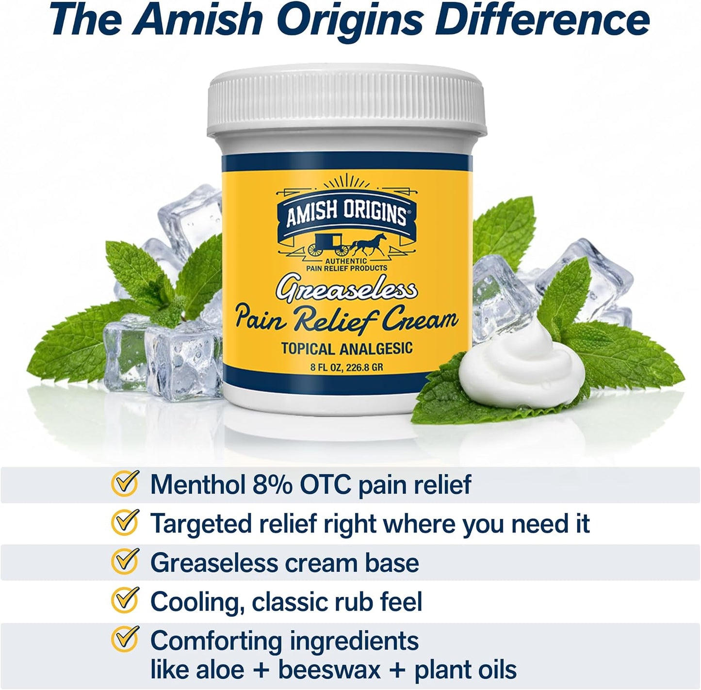 Pain Relief Cream, Maximum Strength Deep Penetrating for Joint, Muscle, Knee, Back, Feet, Hand, Ankle, Aches, 8 fl oz (Pack of 1)