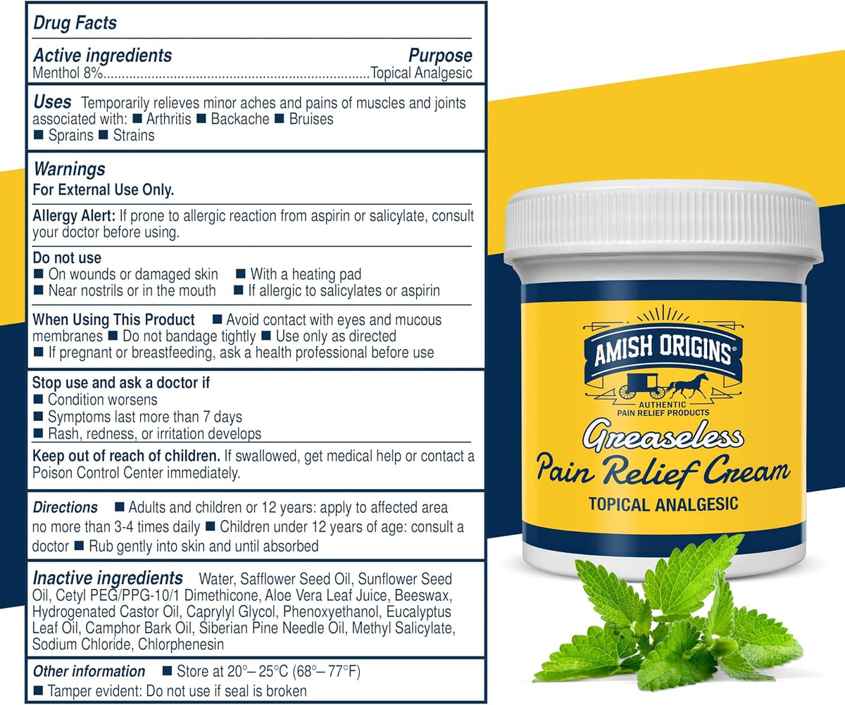 Pain Relief Cream, Maximum Strength Deep Penetrating for Joint, Muscle, Knee, Back, Feet, Hand, Ankle, Aches, 8 fl oz (Pack of 1)