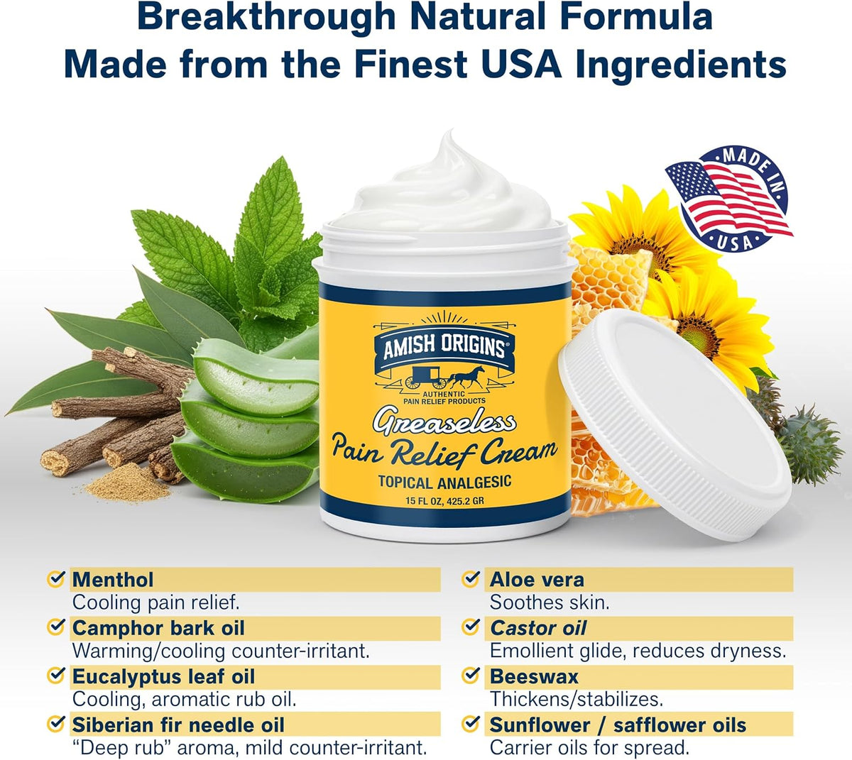 Pain Relief Cream, Maximum Strength Deep Penetrating for Joint, Muscle, Knee, Back, Feet, Hand, Ankle, Aches, 8 fl oz (Pack of 1)