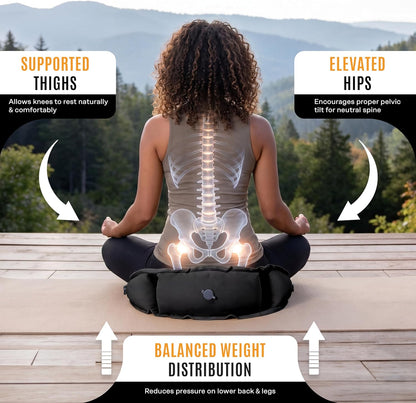Air Meditator Inflatable Meditation Cushion and Travel Pillow – Meditate on Air in Total Comfort with Adjustable Three-Chamber Design for Enhanced Posture and Portability