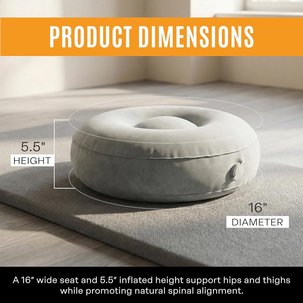 Air Meditator Inflatable Meditation Cushion and Travel Pillow – Meditate on Air in Total Comfort with Adjustable Three-Chamber Design for Enhanced Posture and Portability