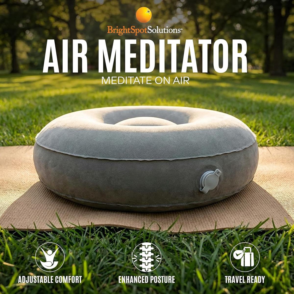 Air Meditator Inflatable Meditation Cushion and Travel Pillow – Meditate on Air in Total Comfort with Adjustable Three-Chamber Design for Enhanced Posture and Portability