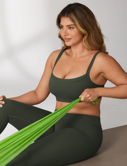 Hugcurve Adjustable Sports Bra Square Neck Wireless Padded Yoga Workout Tops