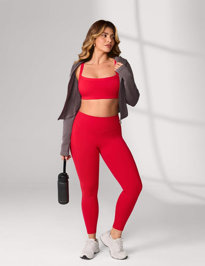 Hugcurve Adjustable Sports Bra Square Neck Wireless Padded Yoga Workout Tops