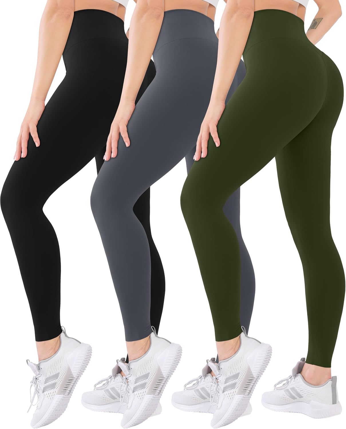 3 Pack High Waisted Leggings for Women with Pockets Soft Active Tummy Control Pants for Yoga Running & Daily Wear