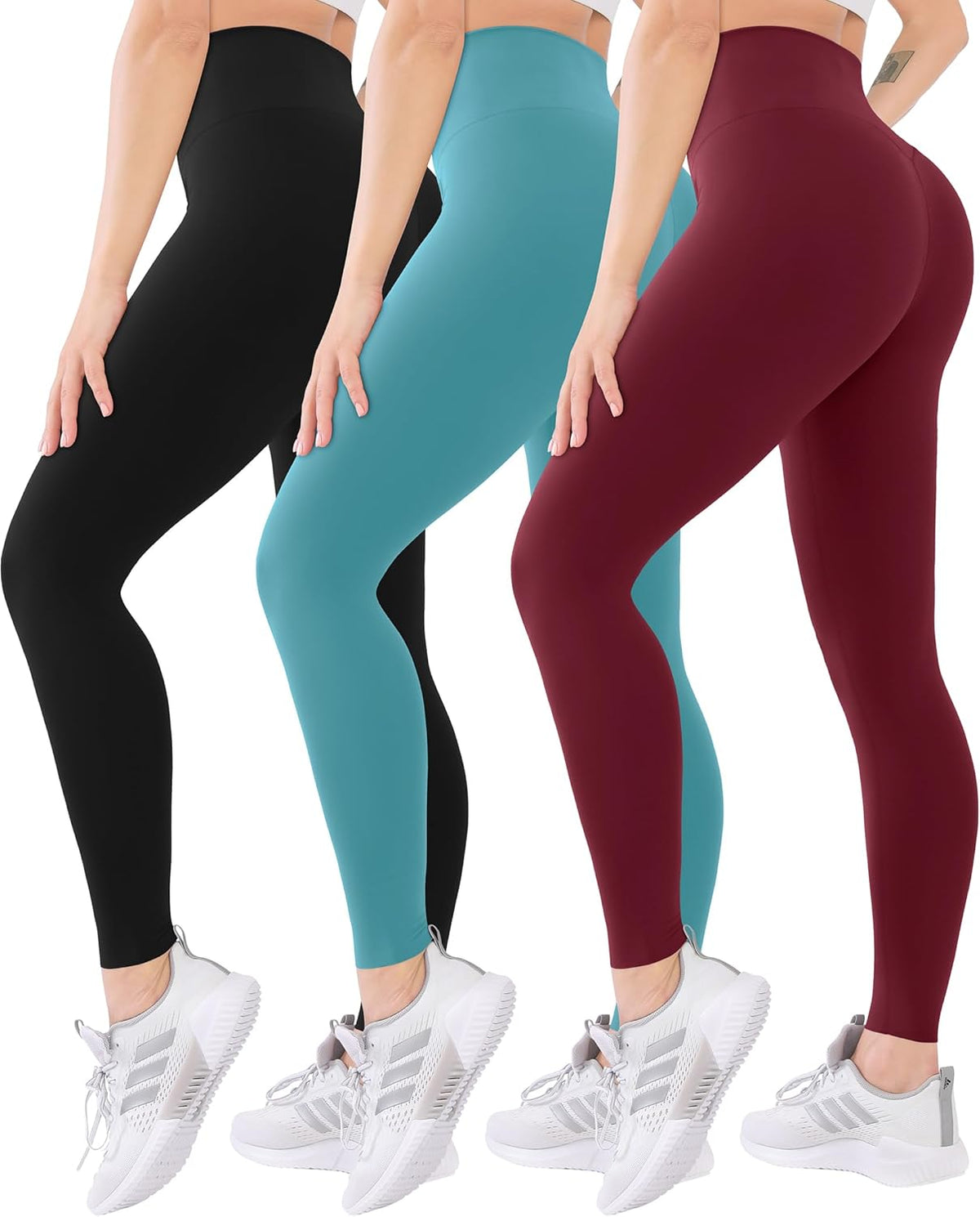 3 Pack High Waisted Leggings for Women with Pockets Soft Active Tummy Control Pants for Yoga Running & Daily Wear