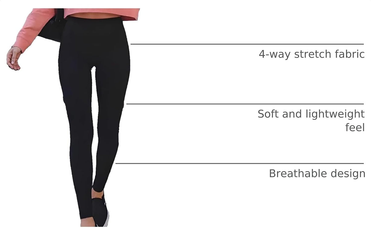 3 Pack High Waisted Leggings for Women with Pockets Soft Active Tummy Control Pants for Yoga Running & Daily Wear